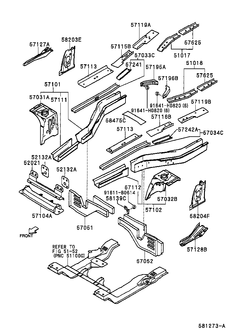 57102-97512 MEMBER SUB-ASSY, FRONT SIDE, LH product image