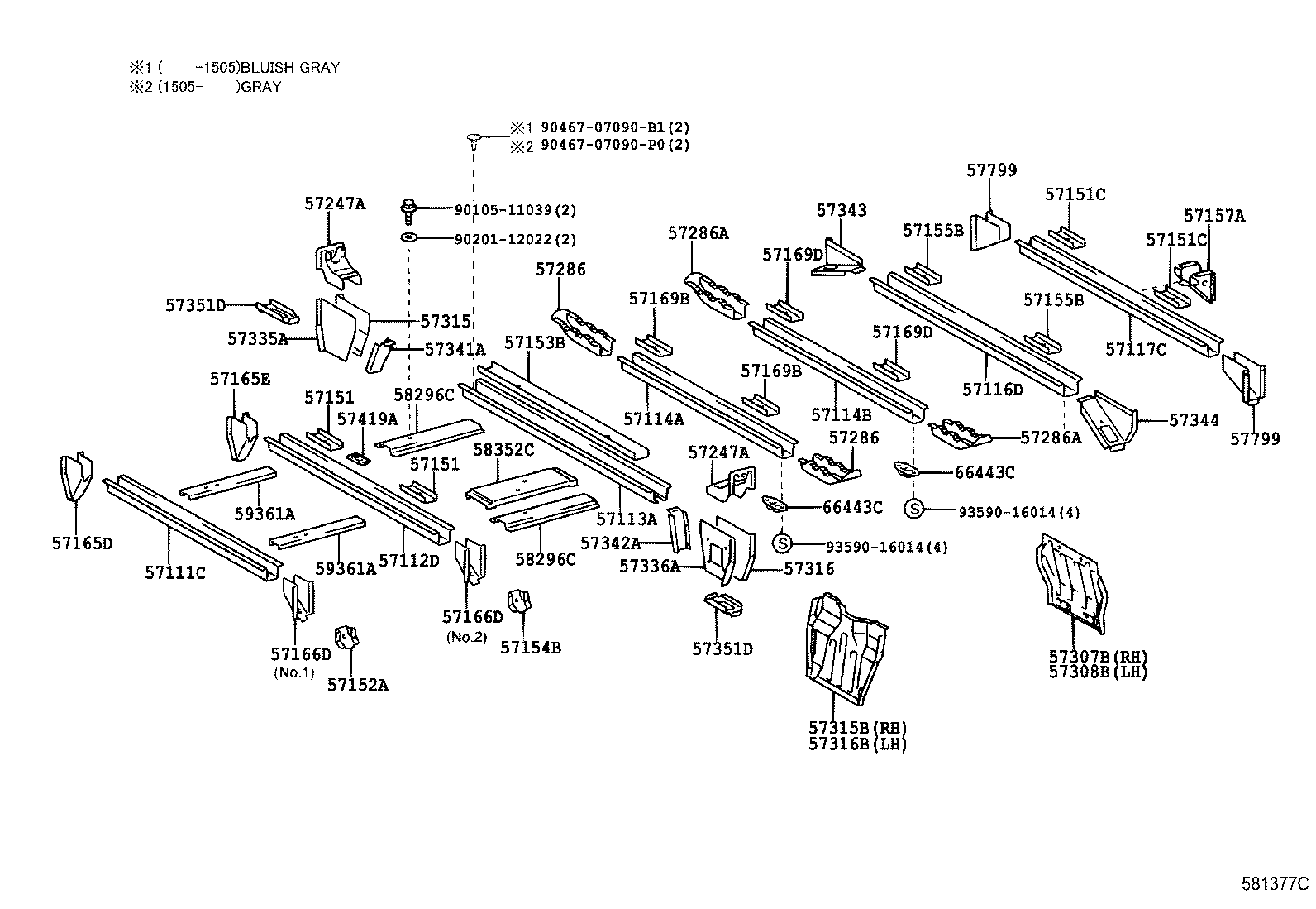 57069-25010 MEMBER SUB-ASSY, REAR FLOOR REAR CROSS, OUTER product image