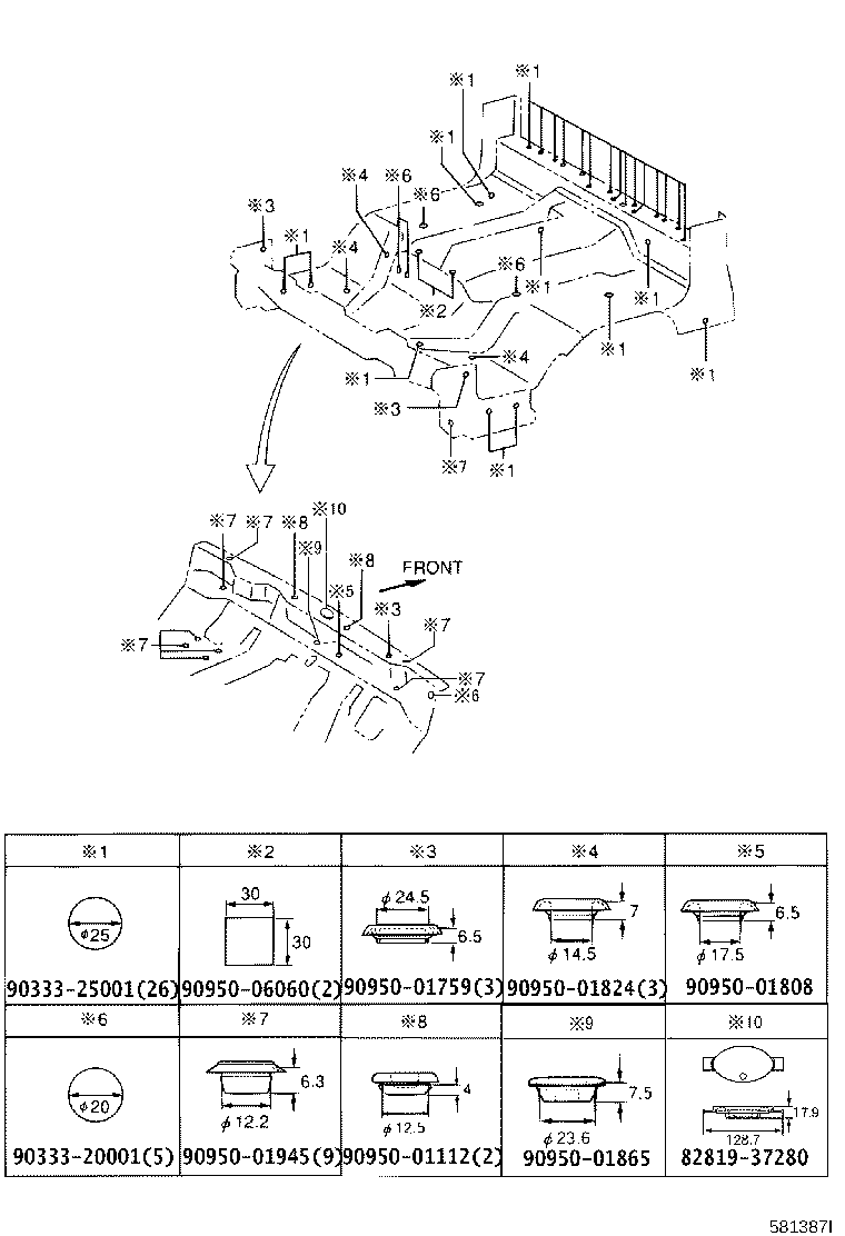 58251-37032 BRACE, FLOOR PANEL, FRONT product image