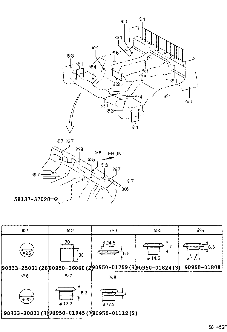 58251-37032 BRACE, FLOOR PANEL, FRONT product image