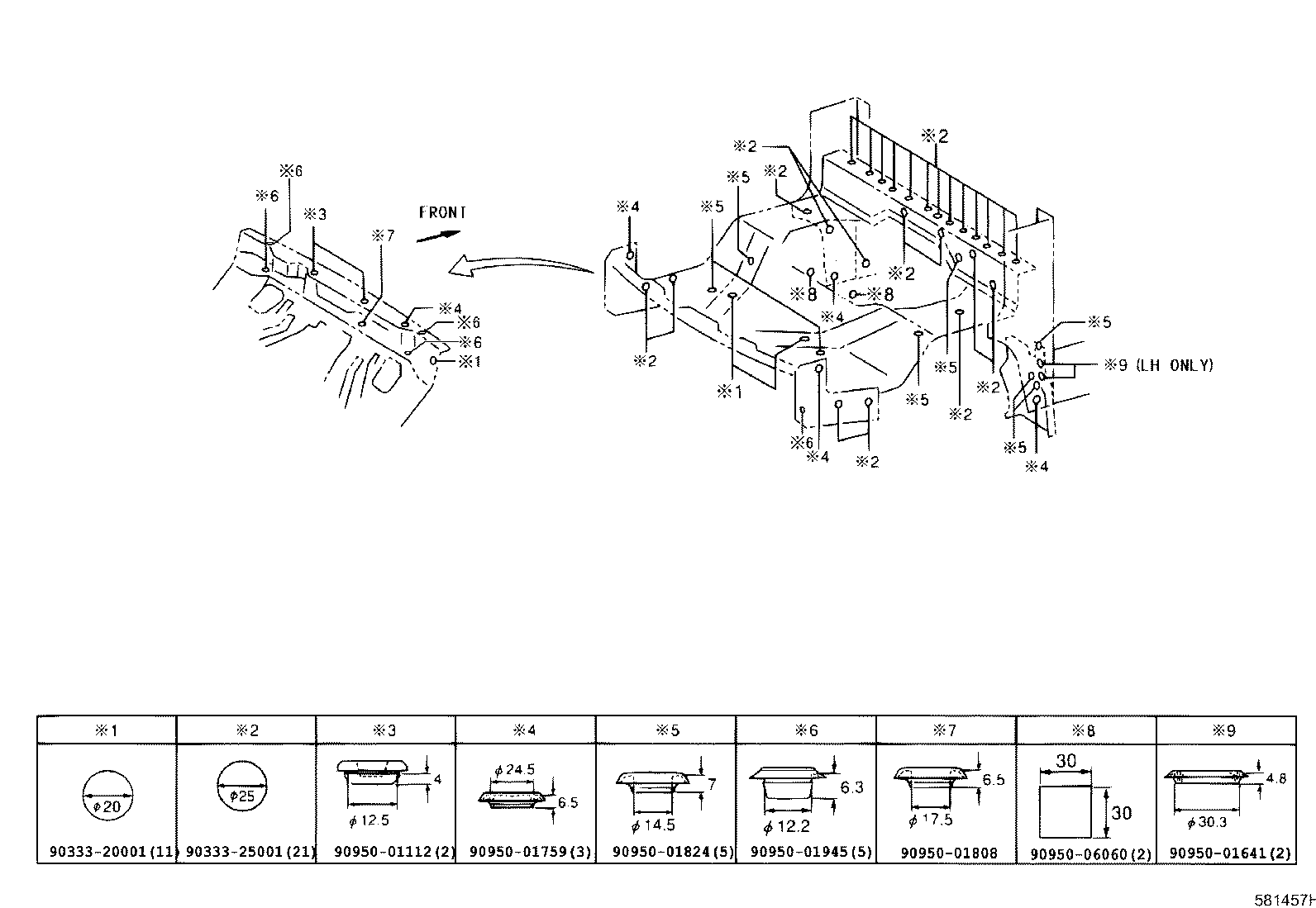 58251-37032 BRACE, FLOOR PANEL, FRONT product image