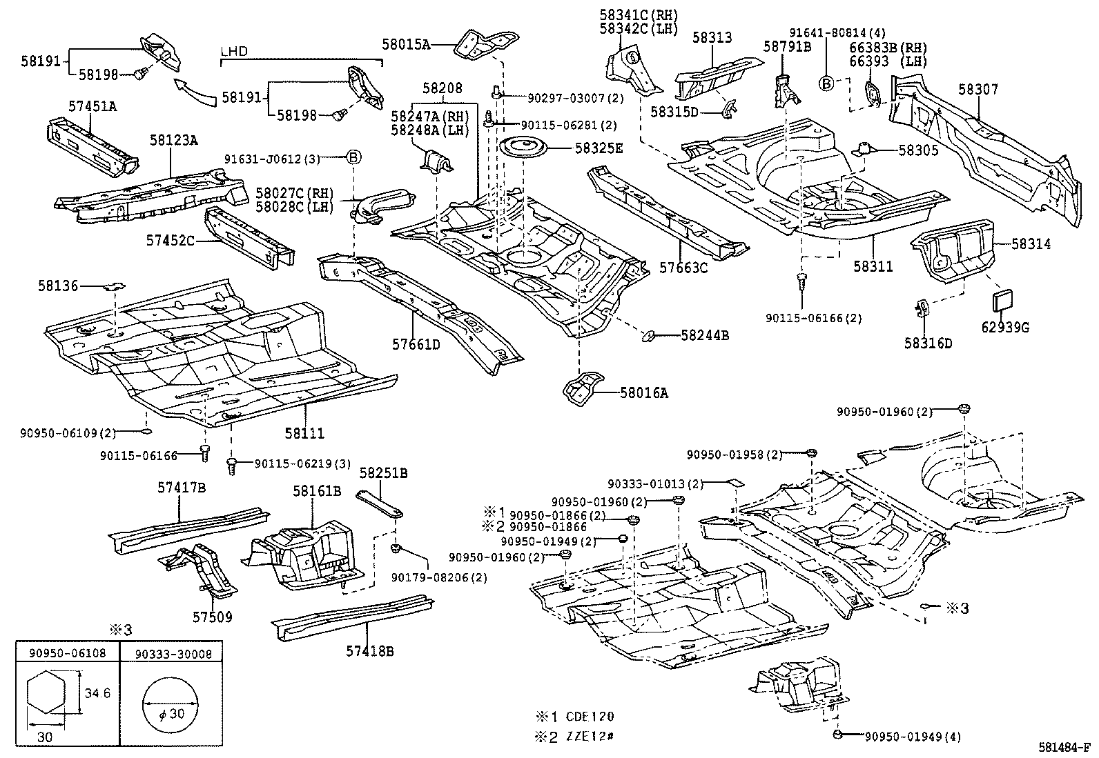 57461-12130 MEMBER SUB-ASSY, CENTER FLOOR CROSS, NO.1 product image