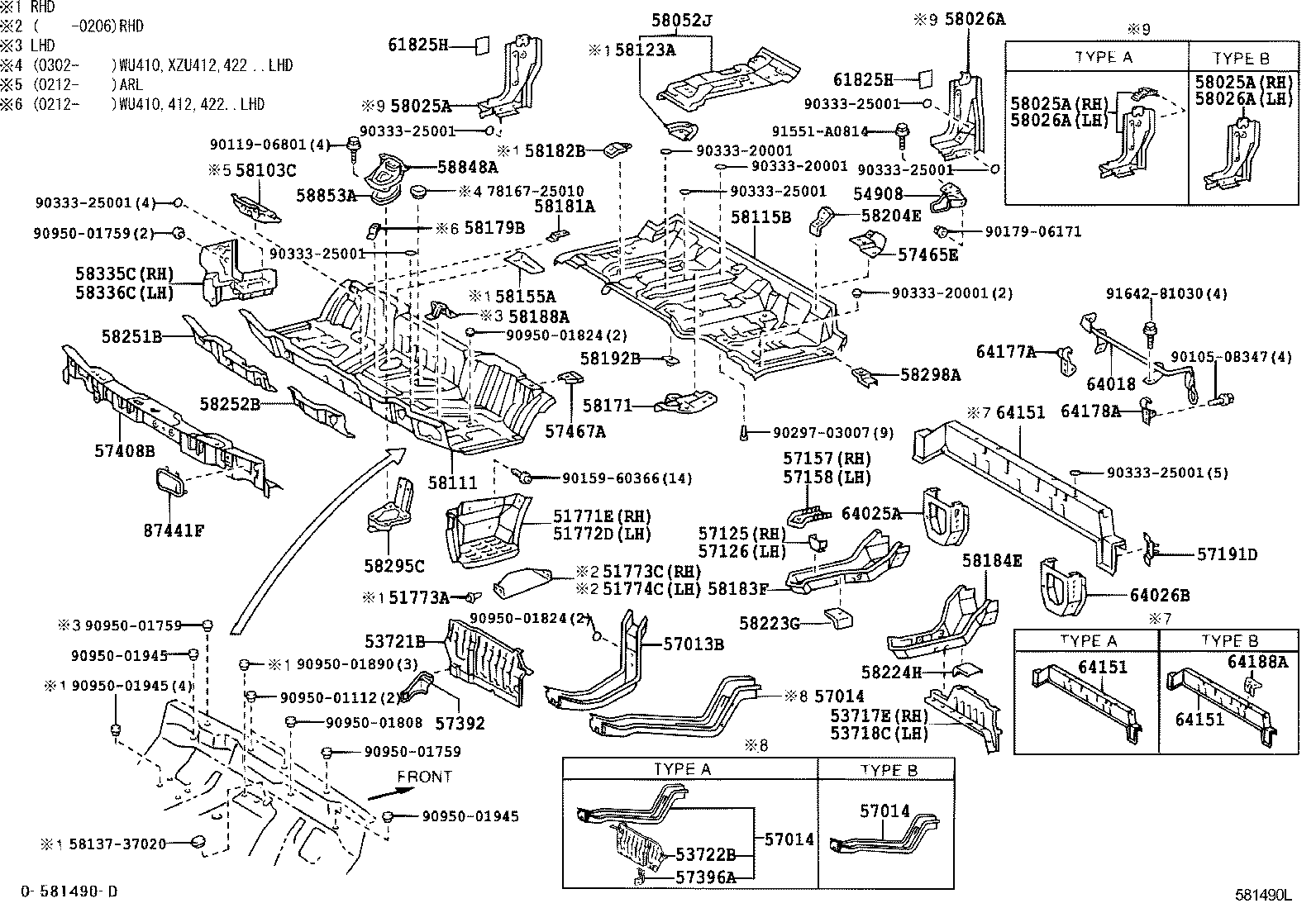 57014-37090 MEMBER SUB-ASSY, FLOOR, FRONT LH product image