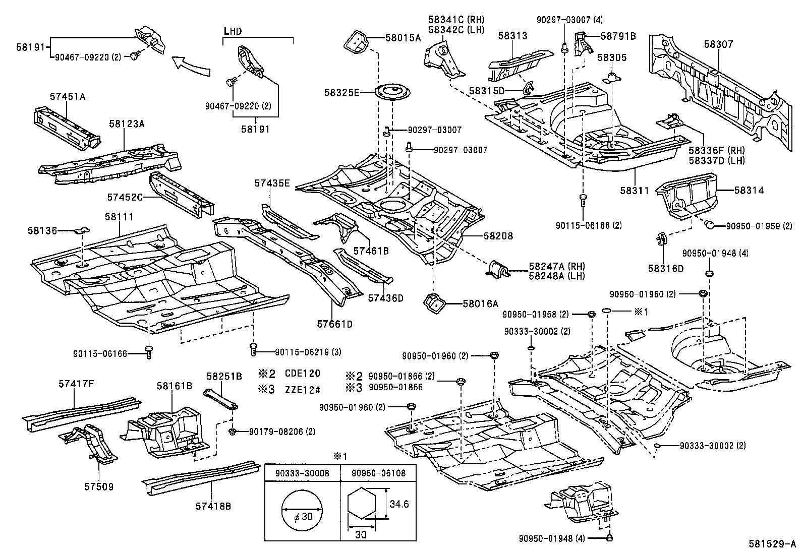 57451-02060 MEMBER, FRONT FLOOR CROSS, RH product image