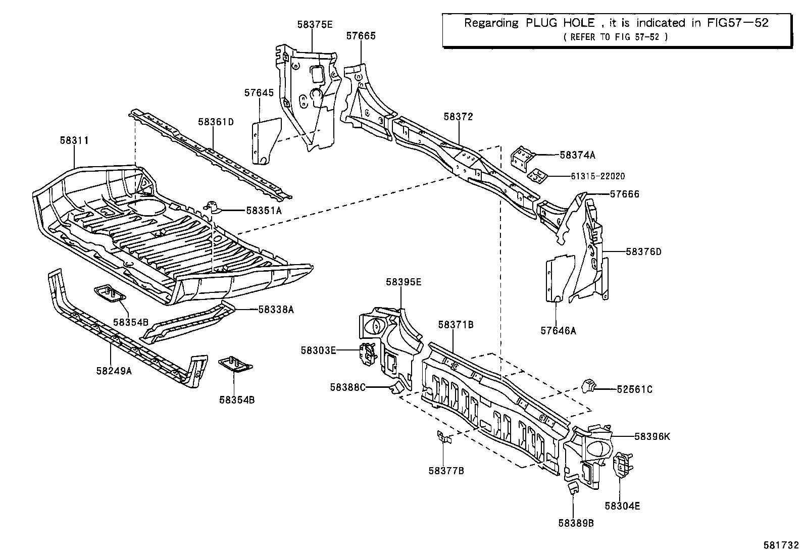 57602-08030 MEMBER SUB-ASSY, REAR FLOOR SIDE, FRONT LH product image