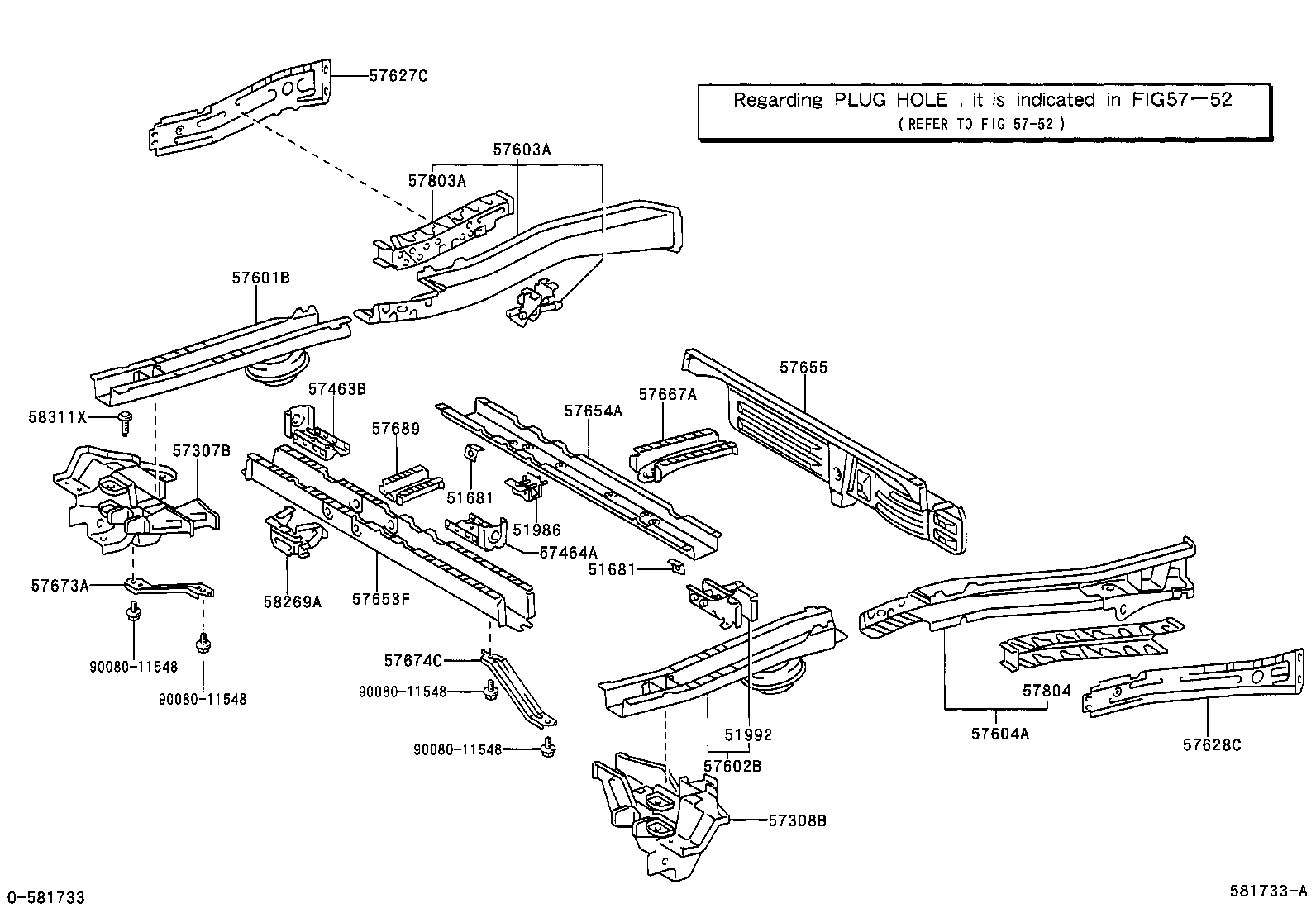 57602-08030 MEMBER SUB-ASSY, REAR FLOOR SIDE, FRONT LH product image