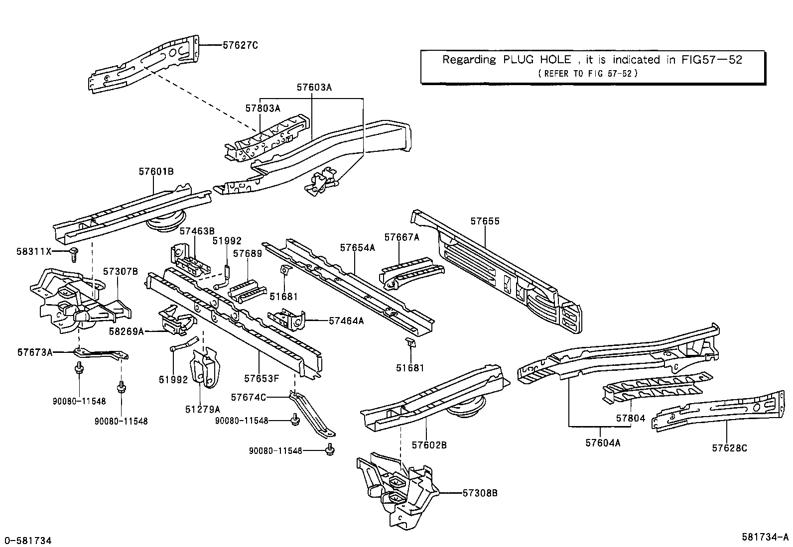 57602-08030 MEMBER SUB-ASSY, REAR FLOOR SIDE, FRONT LH product image