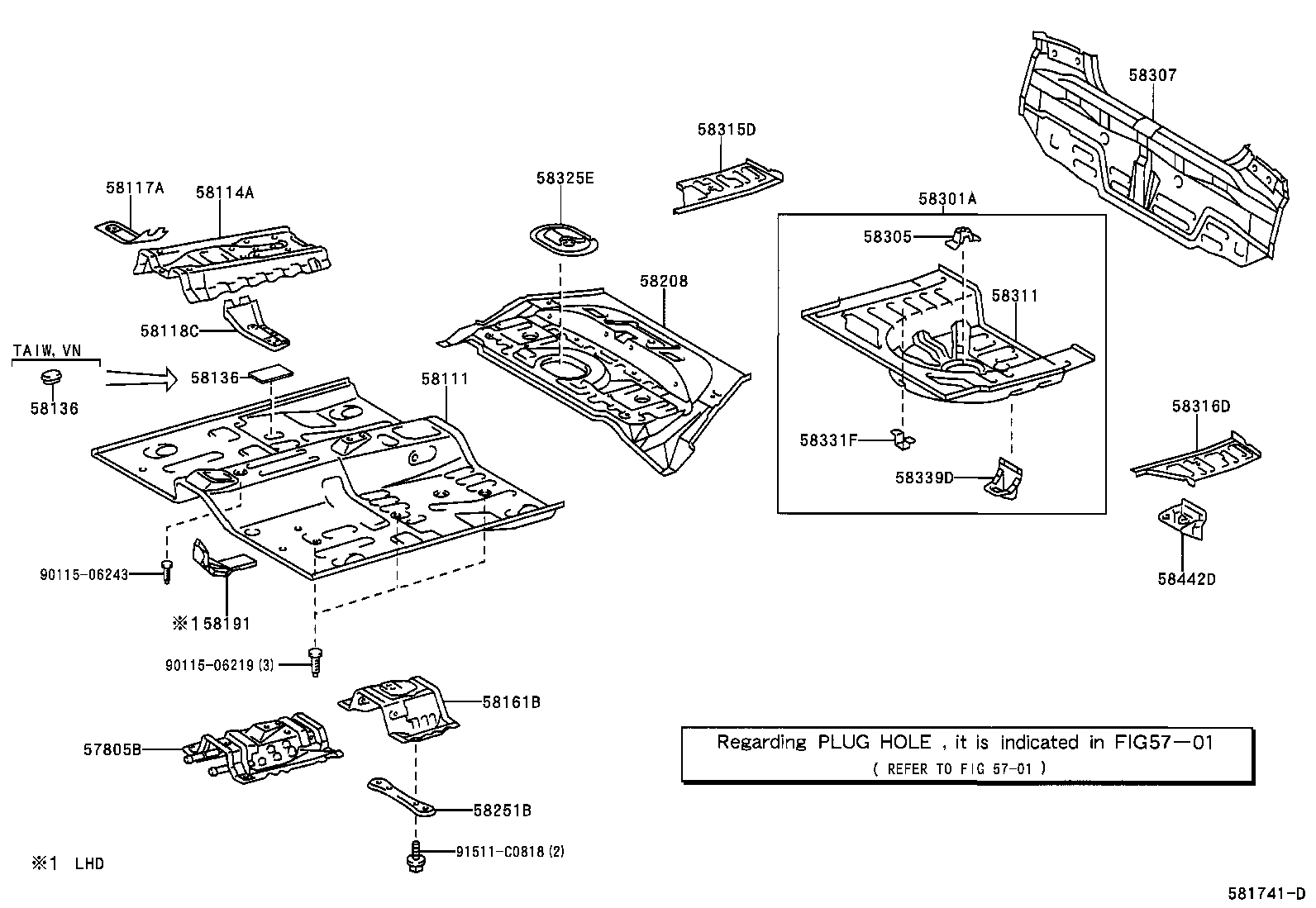 58311-0D040 PAN, REAR FLOOR product image