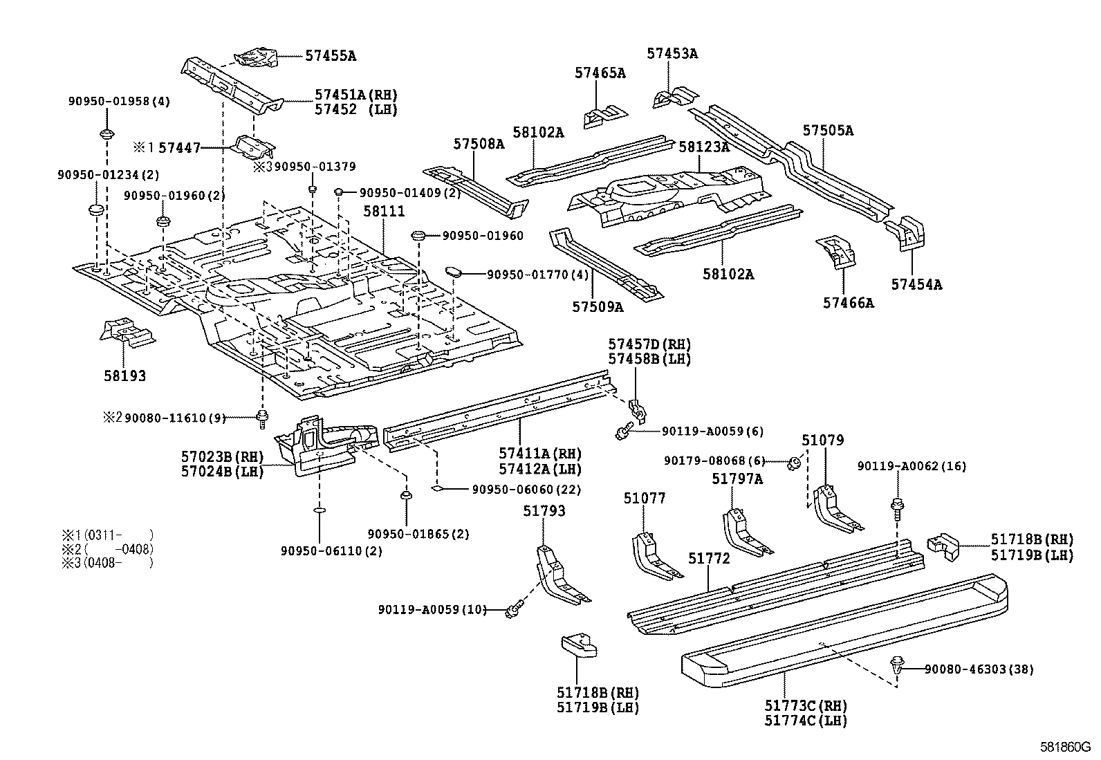 57417-0C010 REINFORCEMENT, FRONT FLOOR UNDER, RH product image