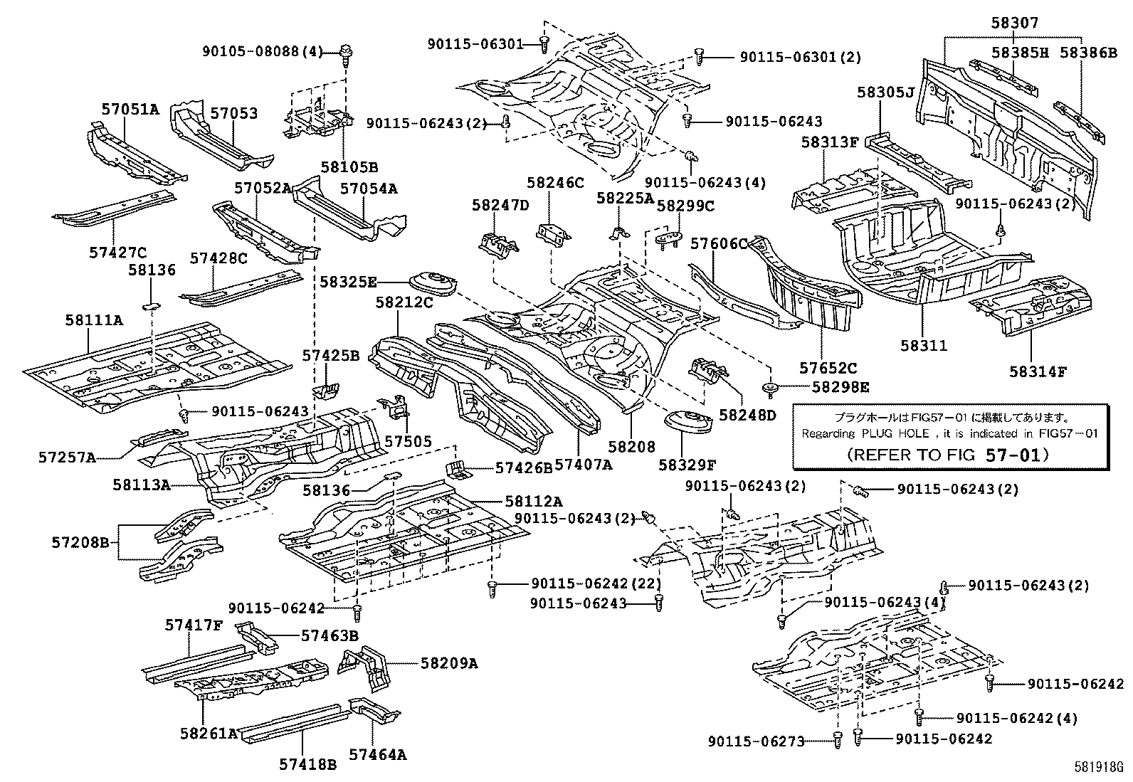 57463-30051 REINFORCEMENT, CENTER FLOOR CROSSMEMBER, RH product image