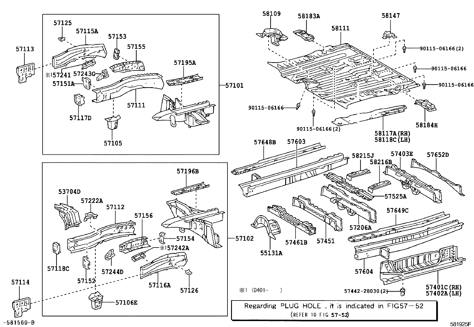 57102-58010 MEMBER SUB-ASSY, FRONT SIDE, LH product image