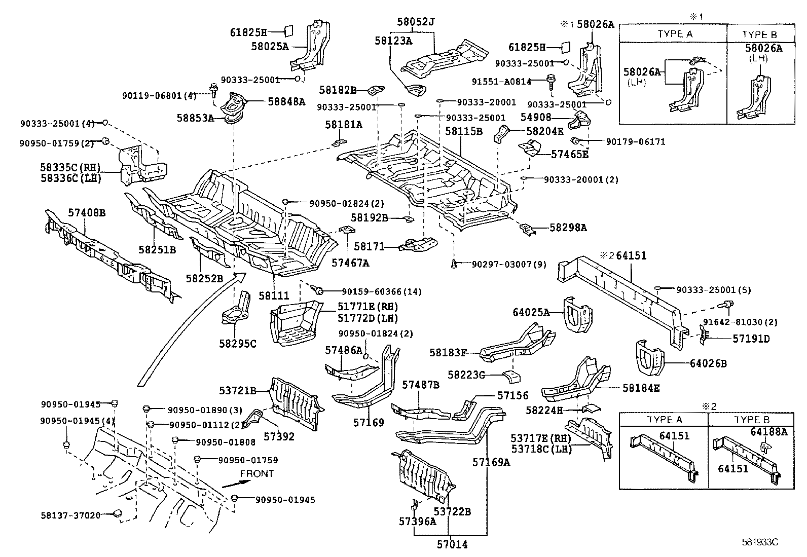 57014-37090 MEMBER SUB-ASSY, FLOOR, FRONT LH product image
