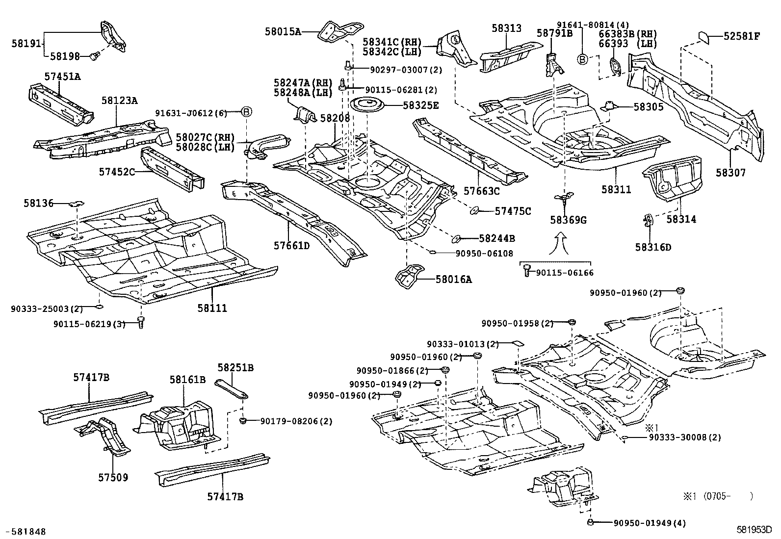57451-02080 MEMBER, FRONT FLOOR CROSS, RH product image