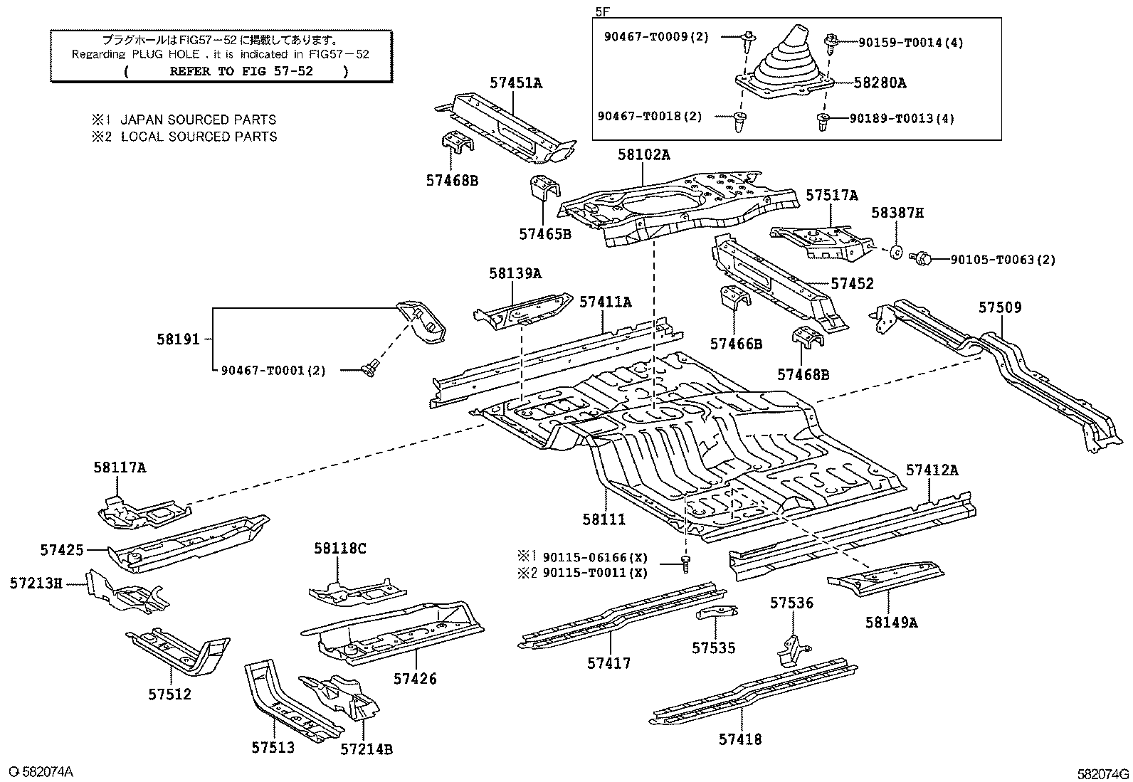 57451-0K030 MEMBER, FRONT FLOOR CROSS, RH product image