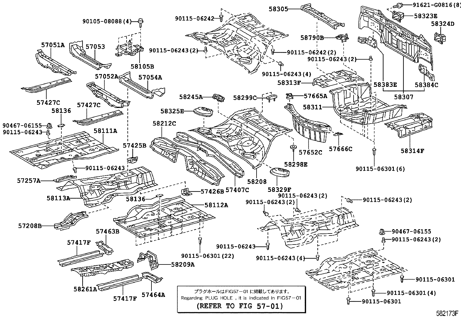 57628-30050 COVER, REAR FLOOR SIDE MEMBER, LH product image