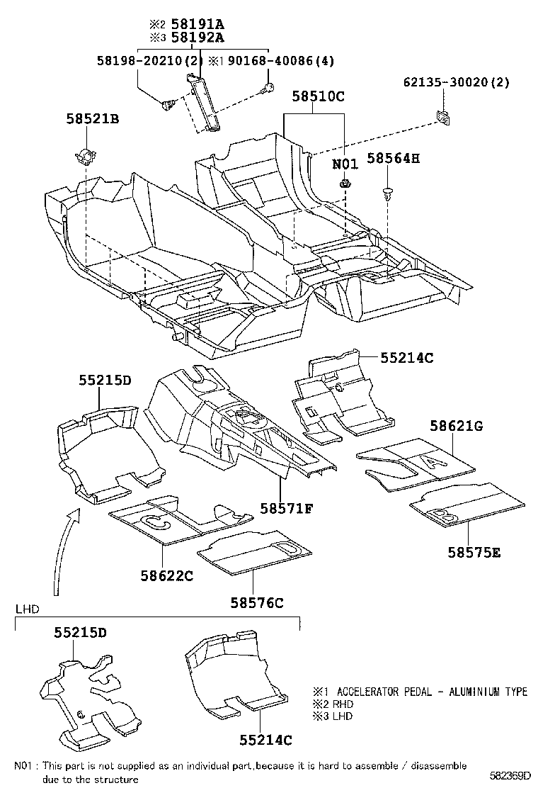 58575-53010 PAD, FRONT FLOOR, REAR NO.1 product image