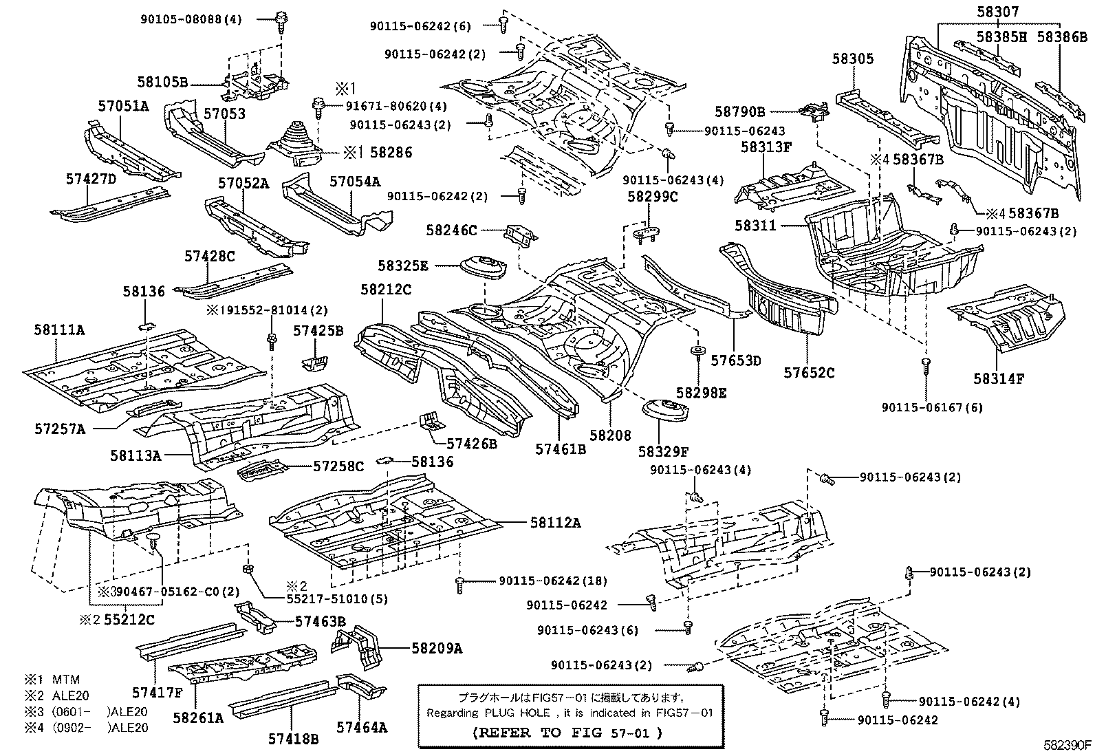 57053-30071 REINFORCEMENT SUB-ASSY, FRONT FLOOR CROSS MEMBER, RH product image
