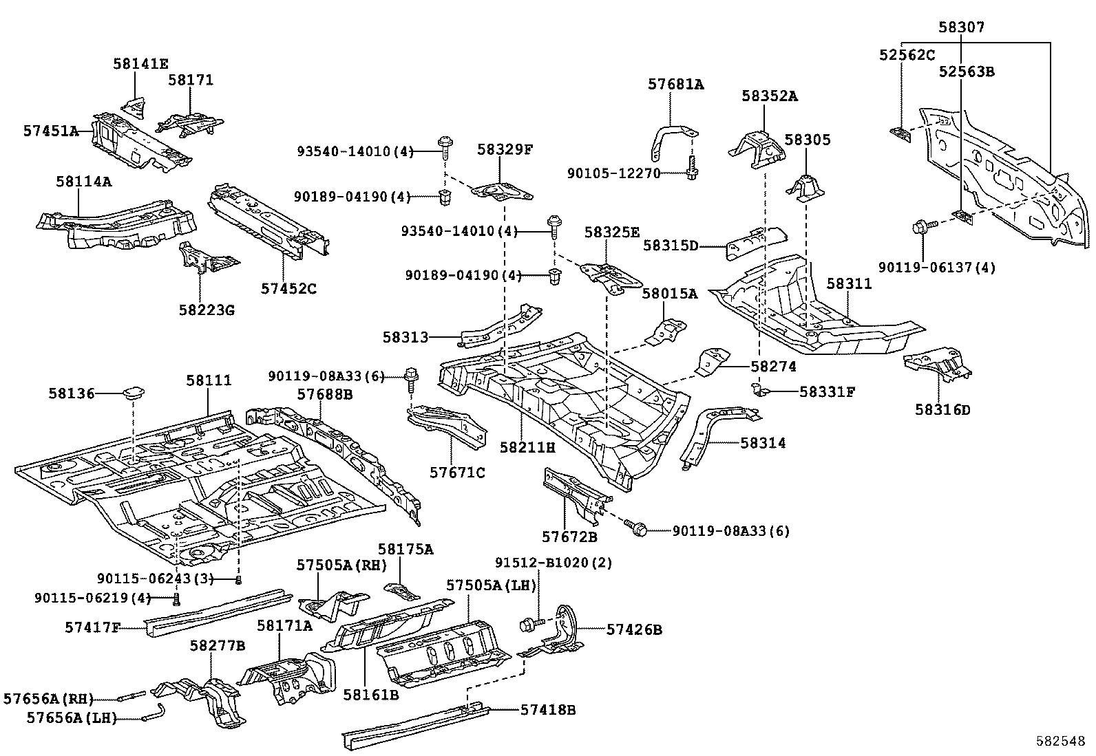57508-52070 MEMBER, FRONT FLOOR CROSS, RH product image