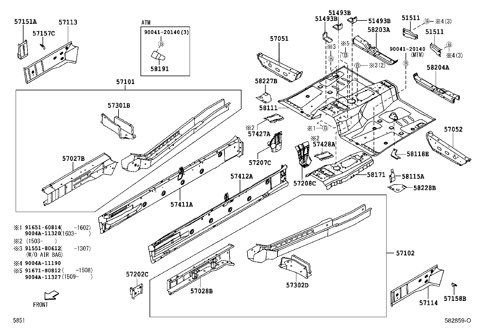 57102-BZ160 MEMBER SUB-ASSY, FRONT SIDE, LH product image