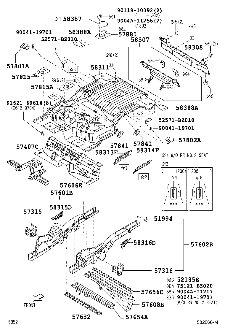 57601-BZ051 MEMBER SUB-ASSY, REAR FLOOR SIDE, FRONT RH product image