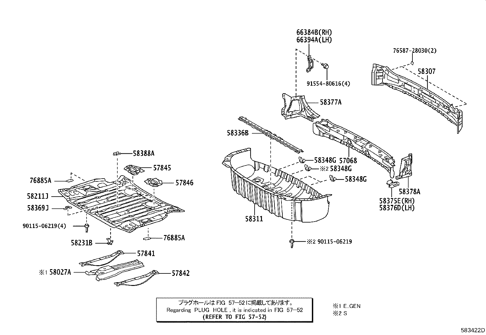 57042-28060 MEMBER SUB-ASSY, REAR FLOOR SIDE, FRONT LH product image