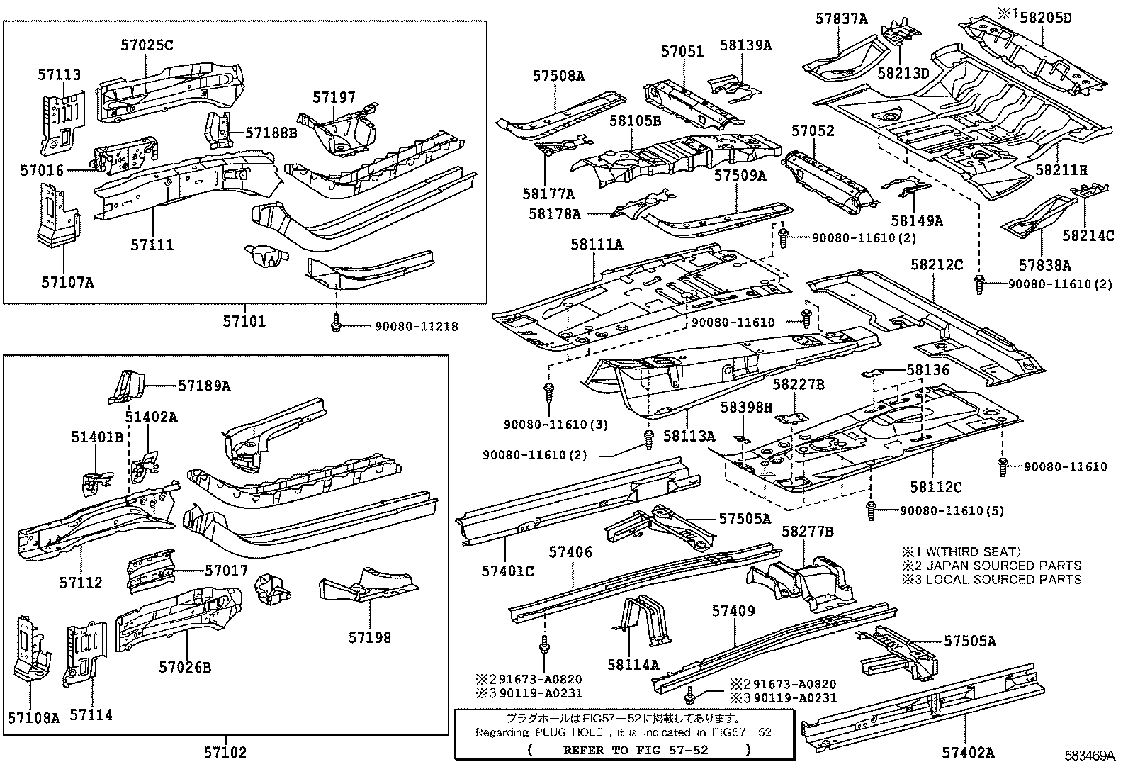 57102-0R010 MEMBER SUB-ASSY, FRONT SIDE, LH product image