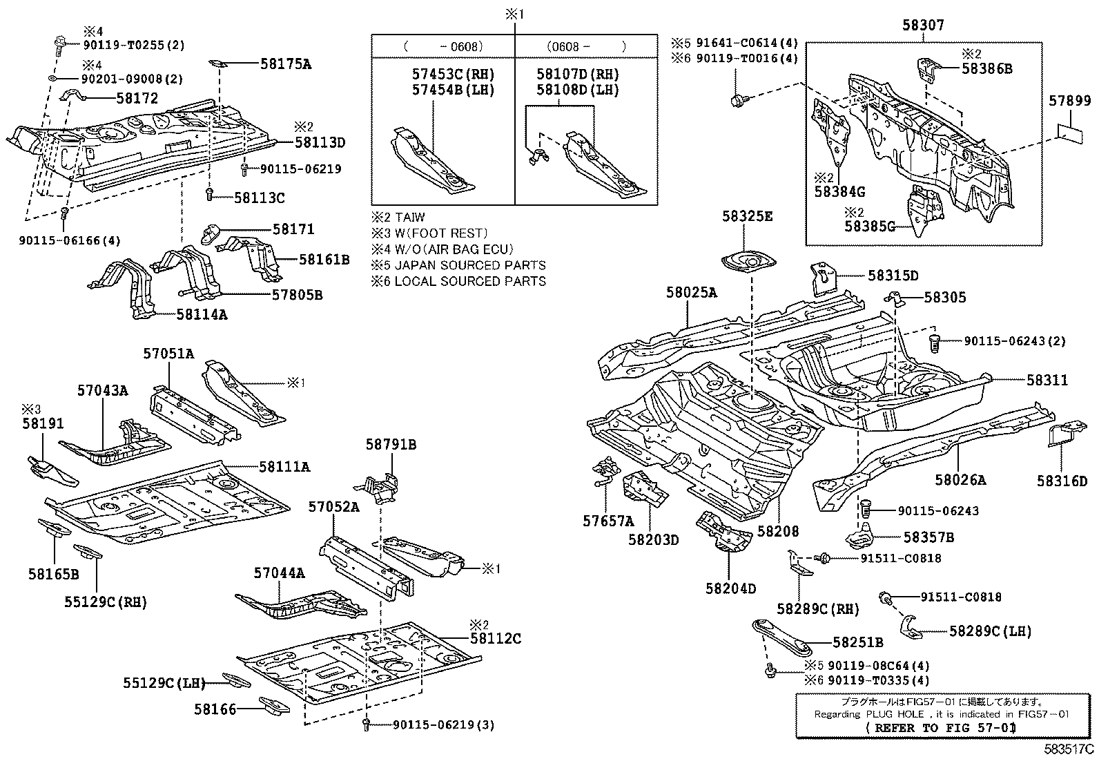 58251-0D040 BRACE, FLOOR PANEL, FRONT product image