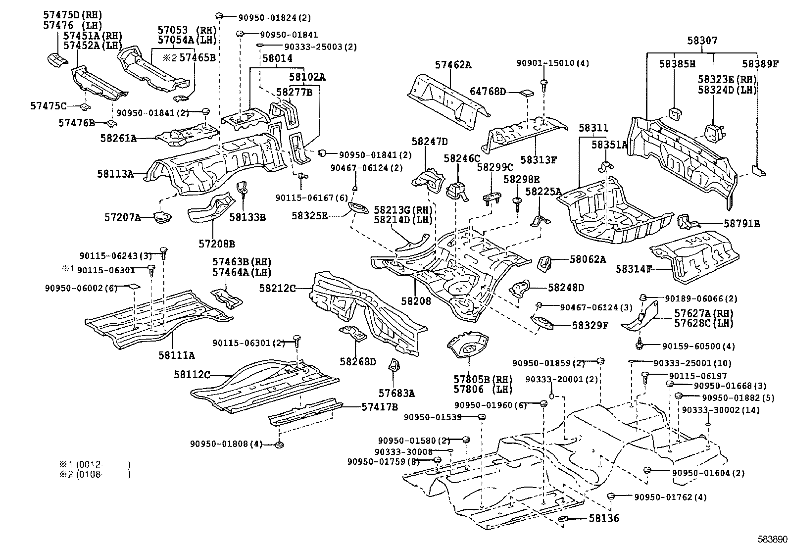 57628-51010 COVER, REAR FLOOR SIDE MEMBER, LH product image