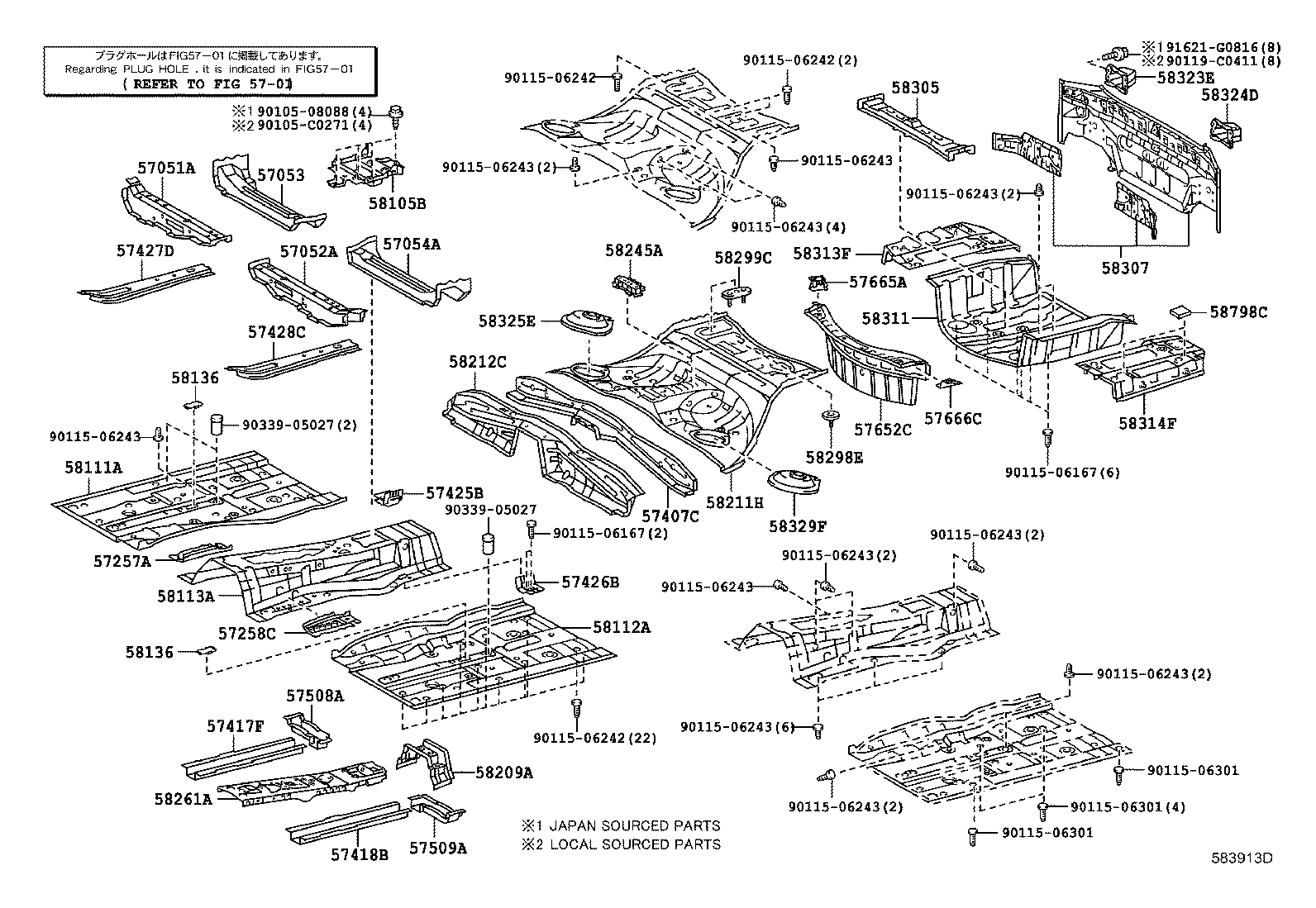 57426-0P010 REINFORCEMENT, FRONT FLOOR, NO.2 LH product image