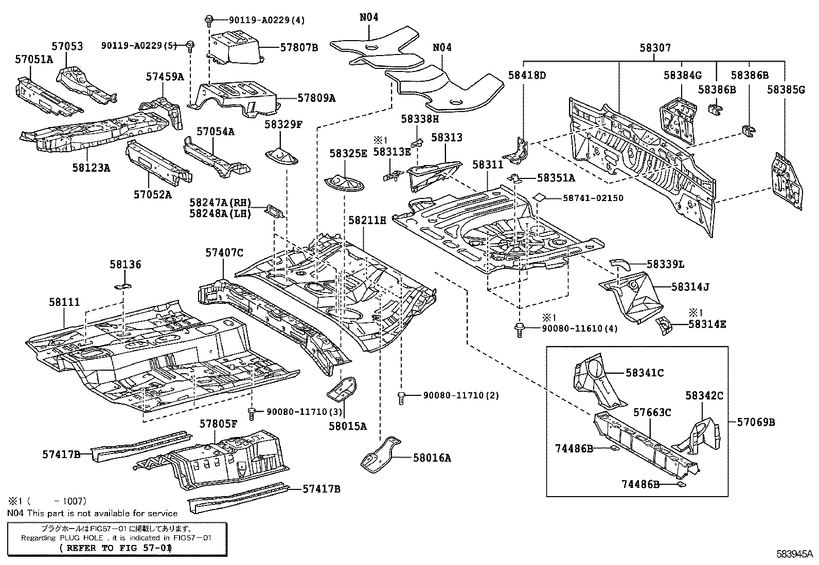 57417-02090 REINFORCEMENT, FRONT FLOOR UNDER product image