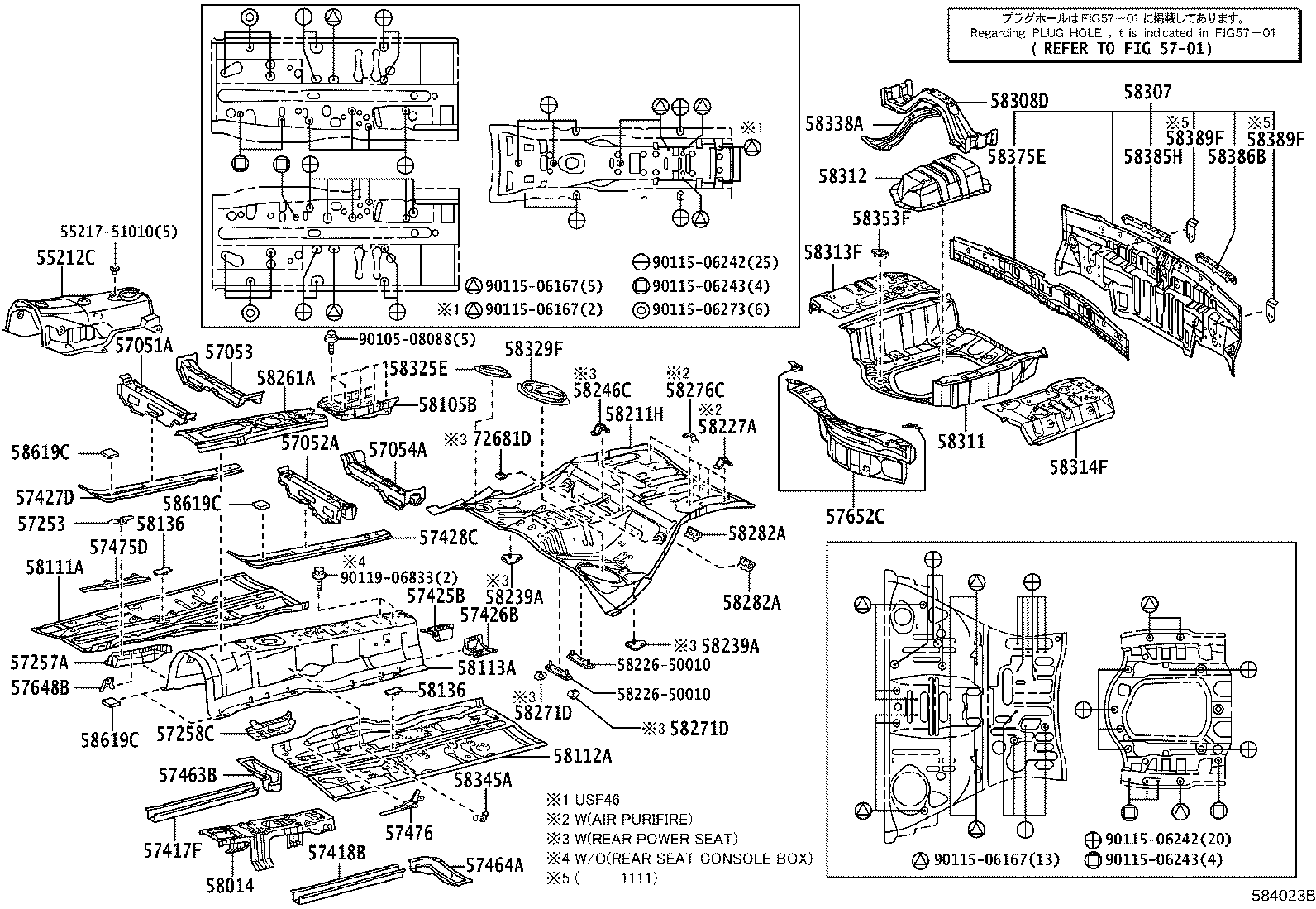 57258-50040 BRACKET, ENGINE REAR MOUNTING MEMBER, LH product image