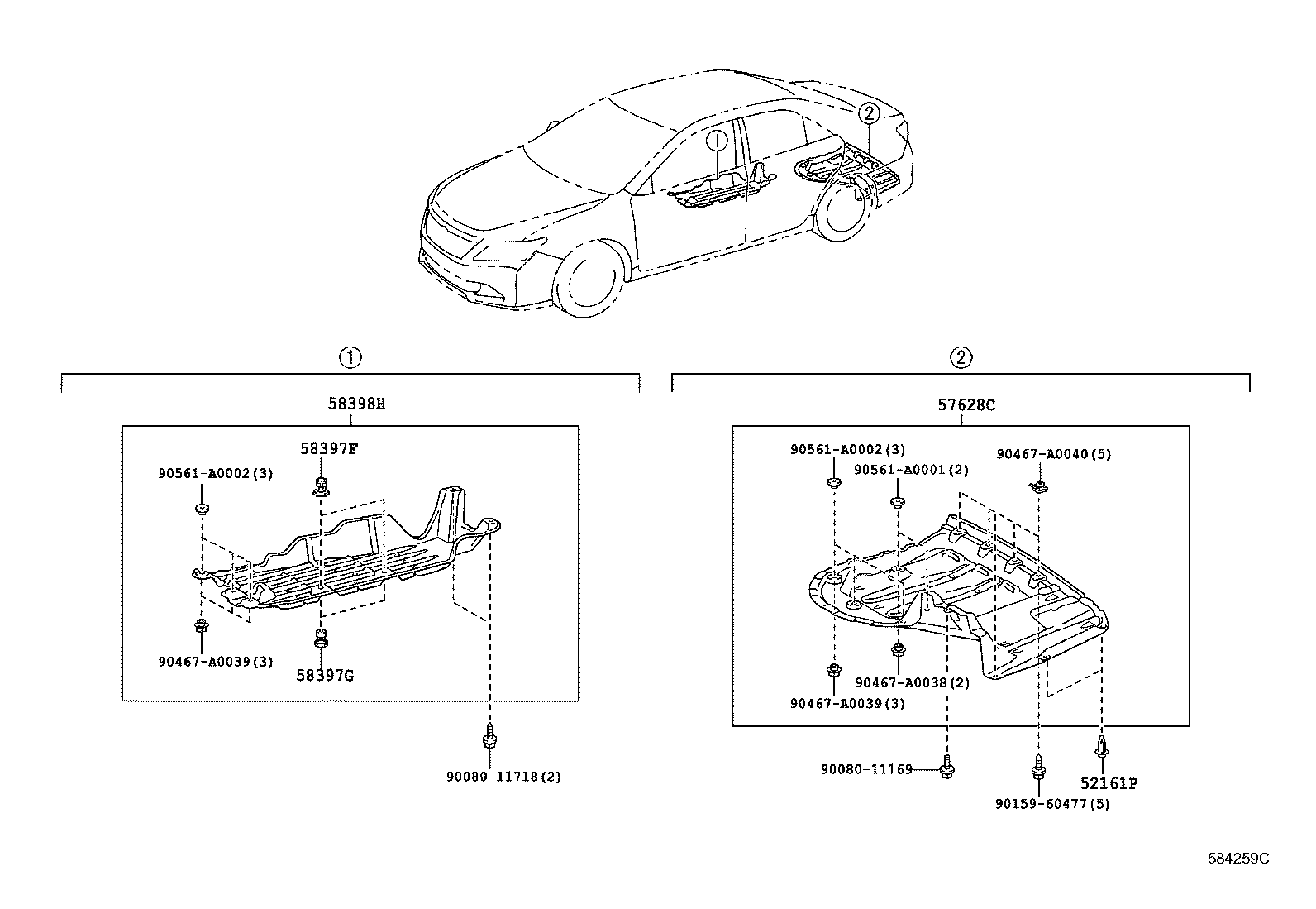 57628-06070 COVER, REAR FLOOR SIDE MEMBER, LH product image