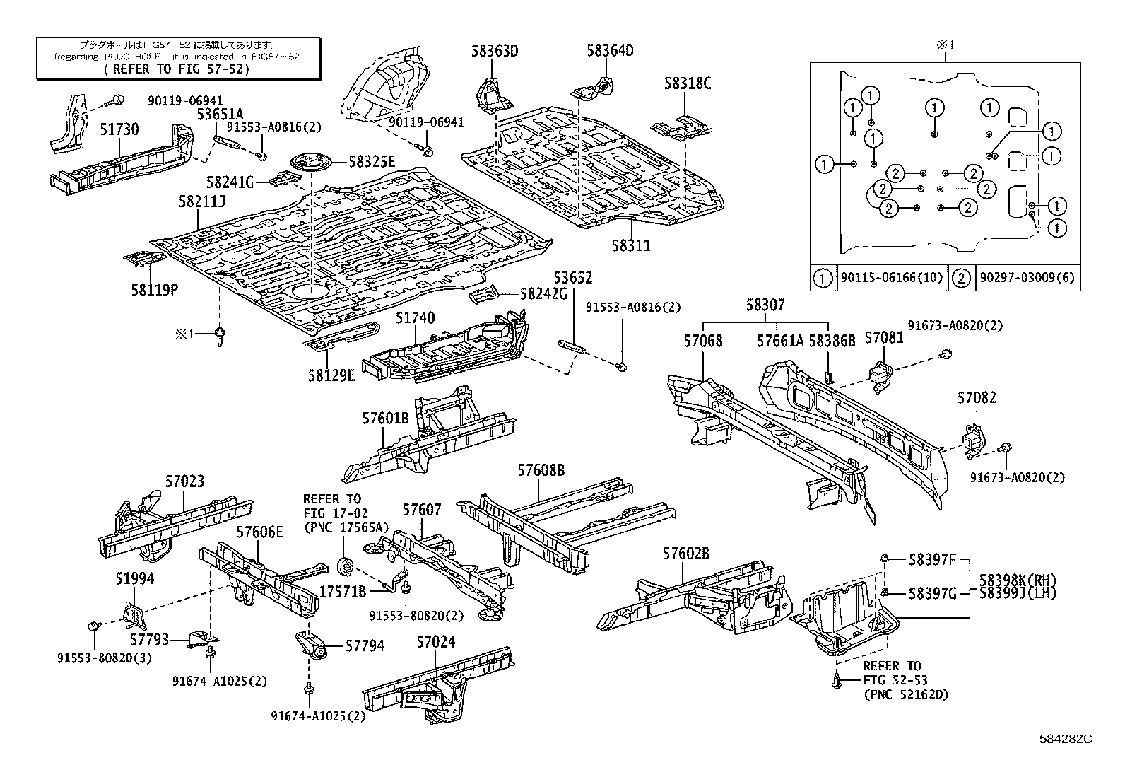 57602-58070 MEMBER SUB-ASSY, REAR FLOOR SIDE, FRONT LH product image