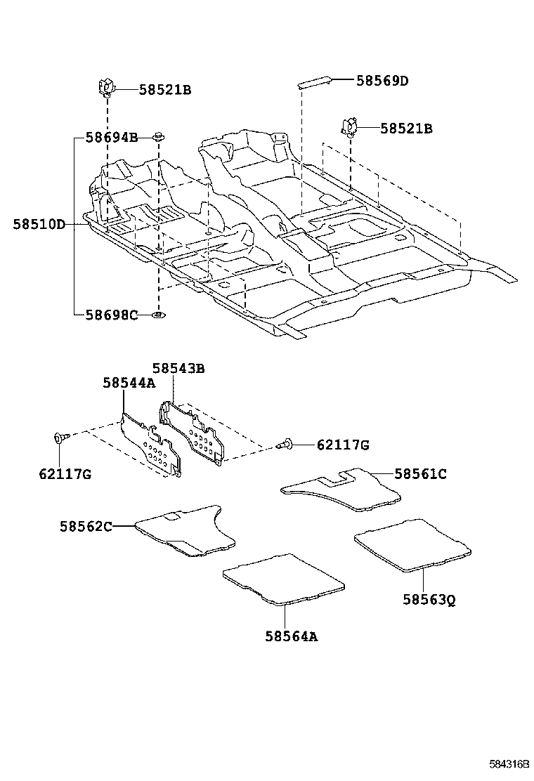 58561-06160 SILENCER, FRONT FLOOR, NO.1 product image