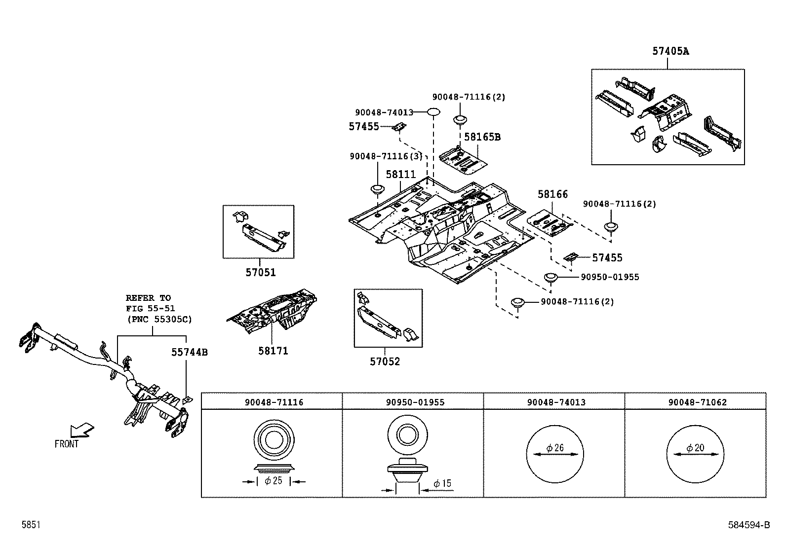 57031-B4020 REINFORCE SUB-ASSY, FRONT SIDE MEMBER, NO.2 RH product image
