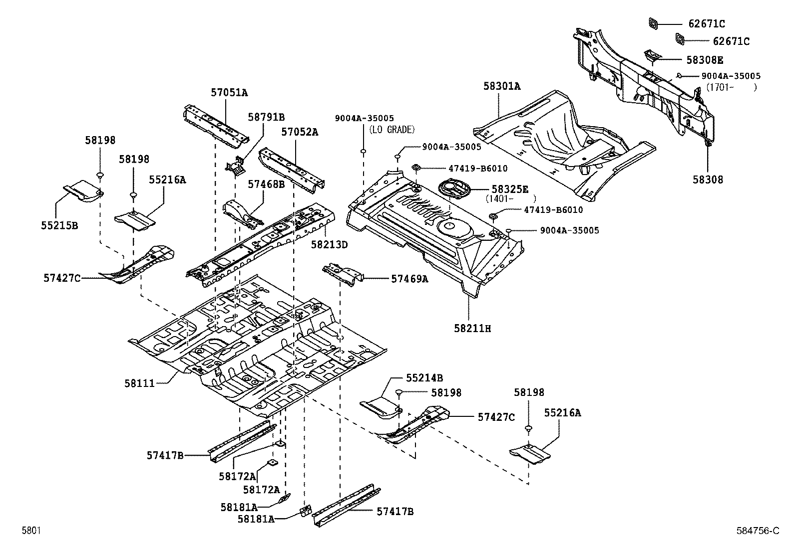 57053-BZ040 REINFORCEMENT SUB-ASSY, FRONT FLOOR CROSS MEMBER, RH product image