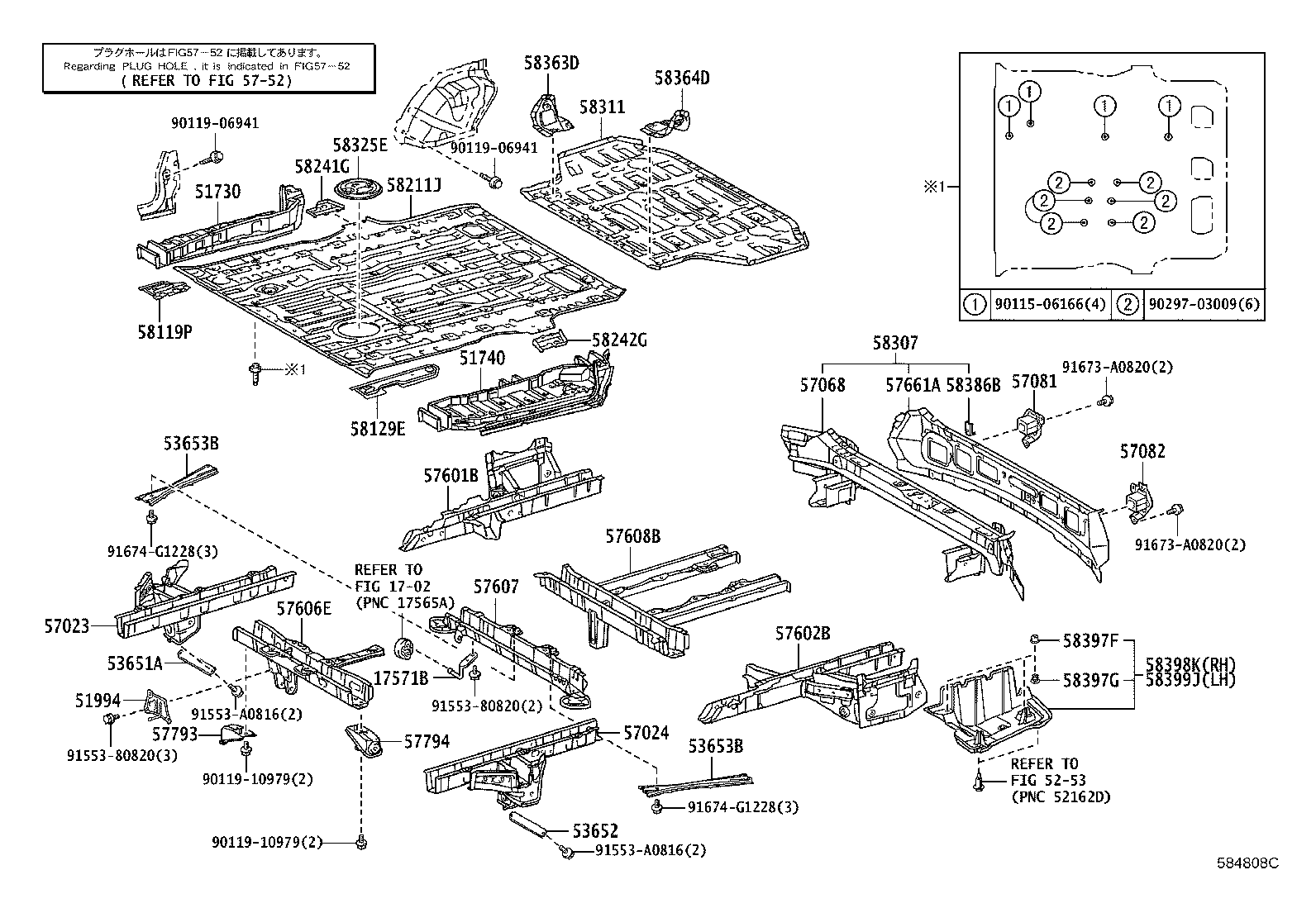 57602-58070 MEMBER SUB-ASSY, REAR FLOOR SIDE, FRONT LH product image