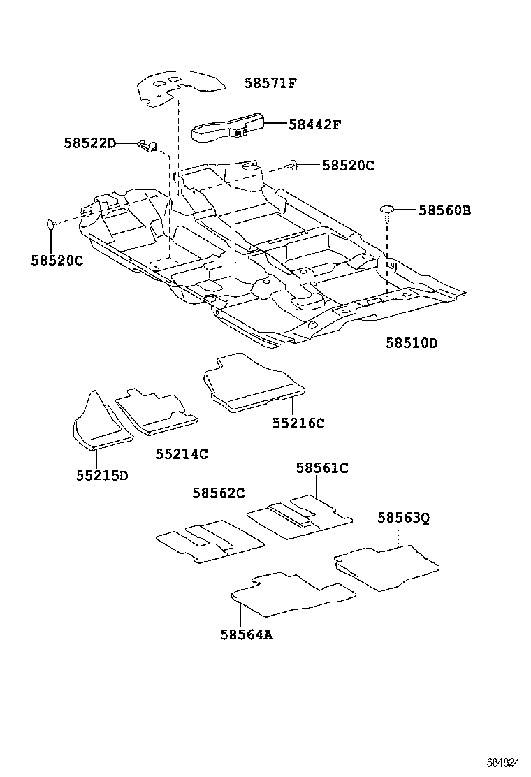 55215-0D190 PAD, DASH PANEL INSULATOR, NO.3 product image