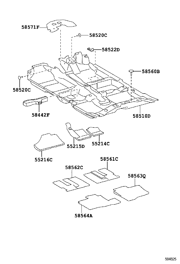 55215-0D190 PAD, DASH PANEL INSULATOR, NO.3 product image