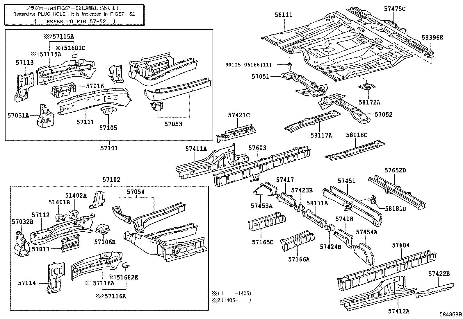 57417-28040 REINFORCEMENT, FRONT FLOOR UNDER, RH product image