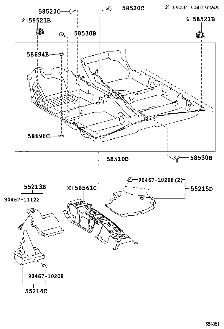 55214-02020 PAD, DASH PANEL INSULATOR, NO.2 product image