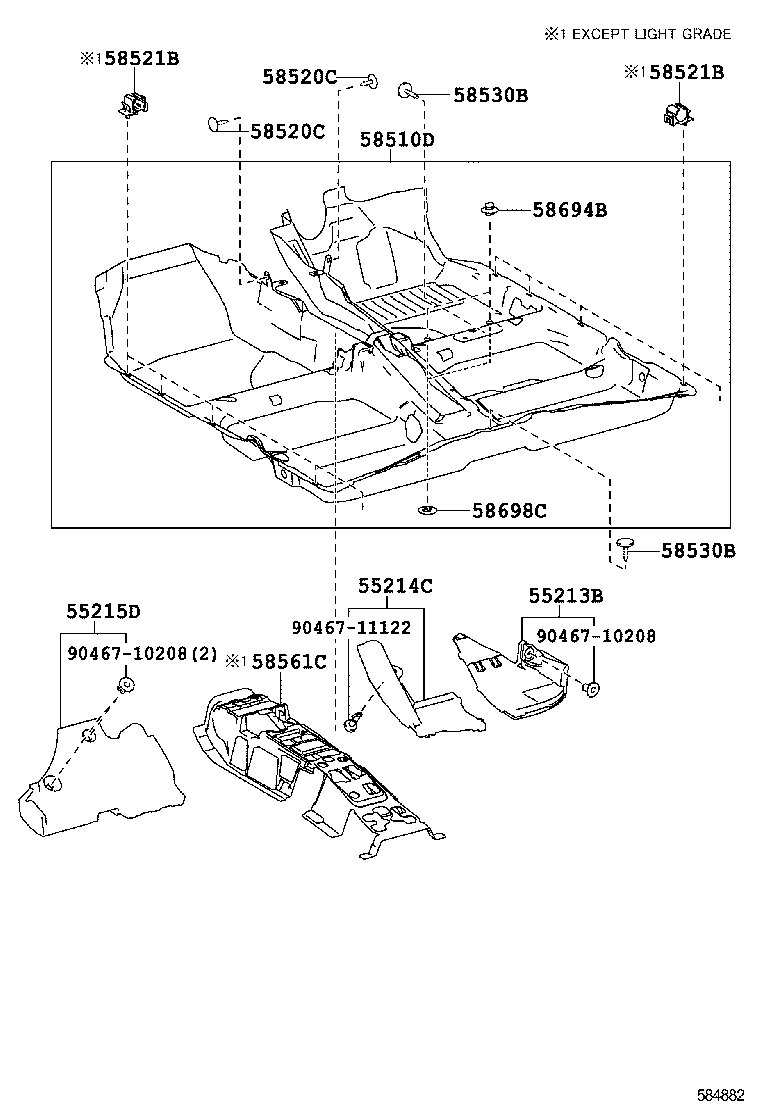 55214-02020 PAD, DASH PANEL INSULATOR, NO.2 product image