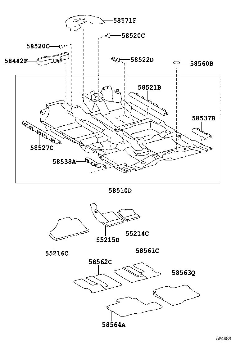 55215-0D190 PAD, DASH PANEL INSULATOR, NO.3 product image