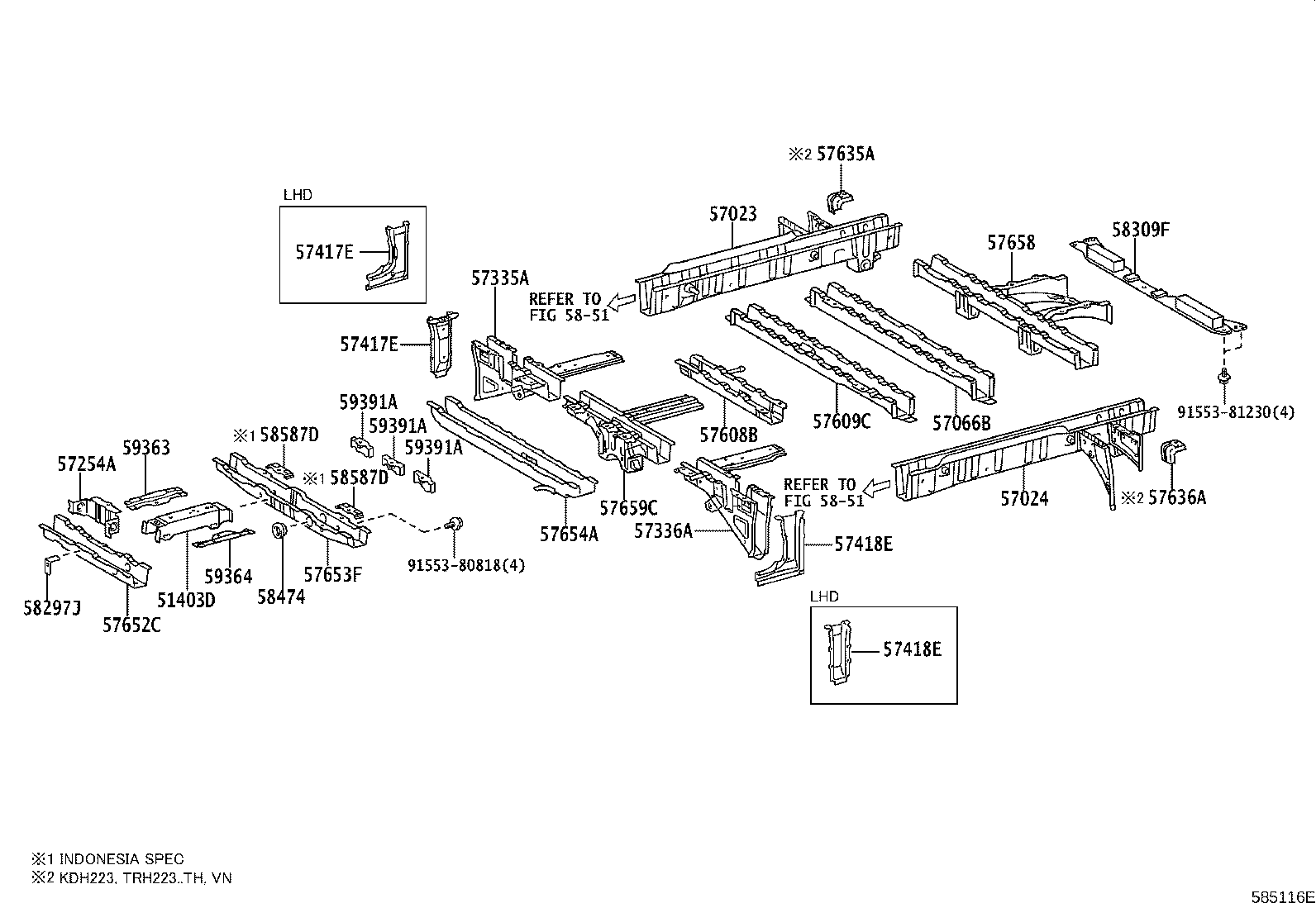 57608-0L030 MEMBER SUB-ASSY, REAR FLOOR CROSS, NO.4 product image