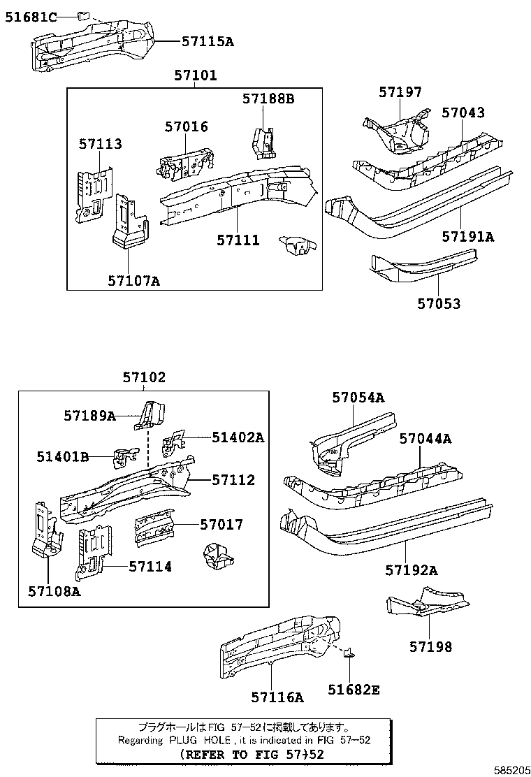 57112-42900 MEMBER SUB-ASSY, FRONT SIDE, LH product image