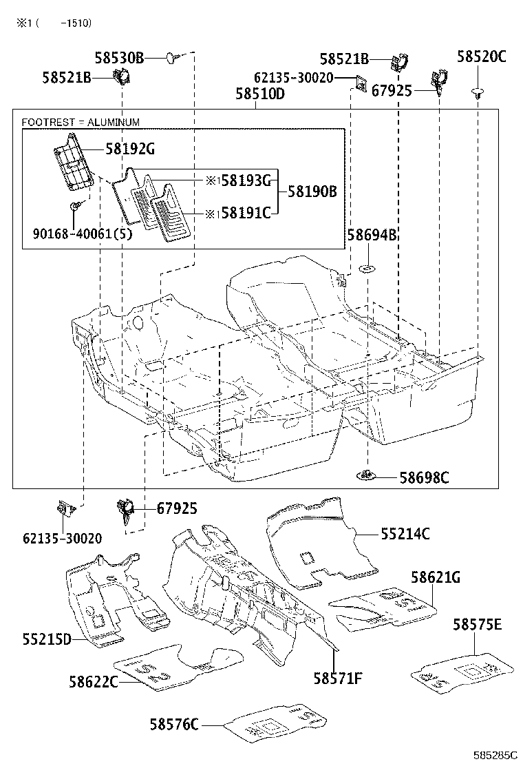 58575-24010 PAD, FRONT FLOOR, REAR NO.1 product image