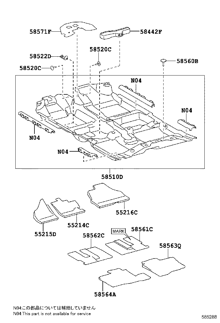 55215-0D190 PAD, DASH PANEL INSULATOR, NO.3 product image