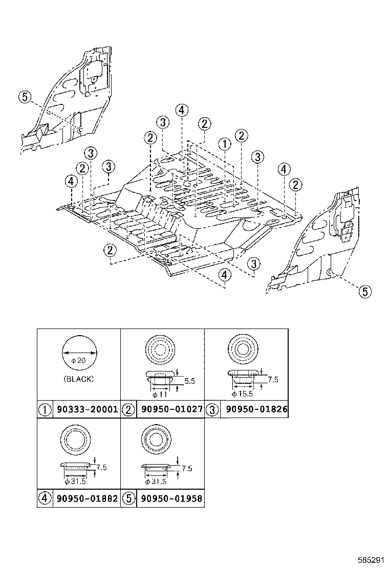 57404-60050 REINFORCE SUB-ASSY, FLOOR SIDE, INNER LH product image