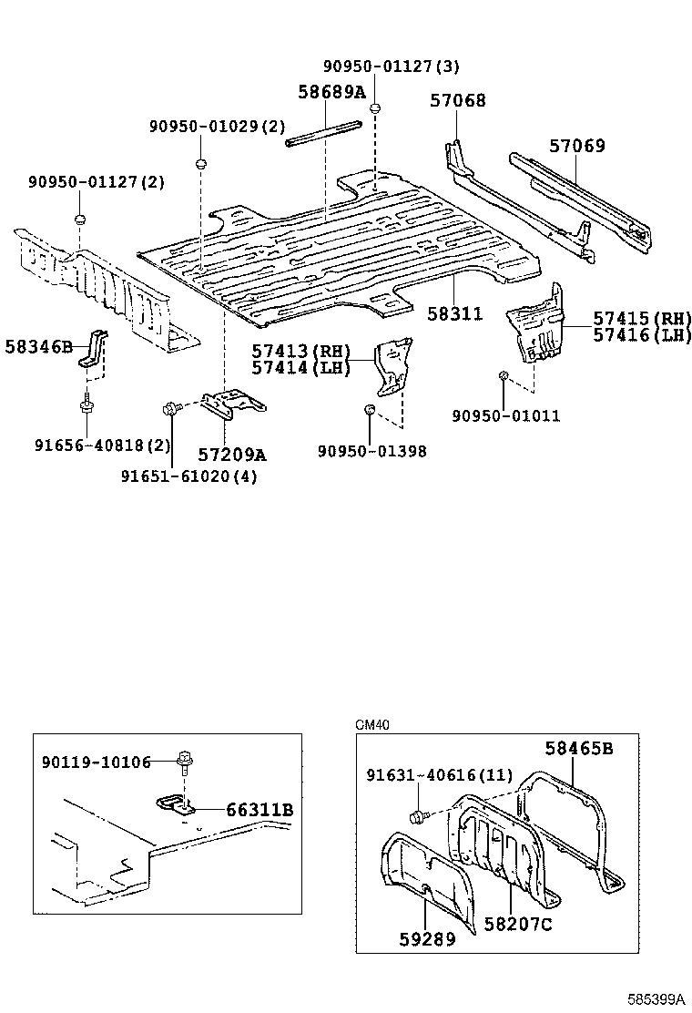 57689-95701 REINFORCEMENT, REAR FLOOR CROSSMEMBER, NO.2 product image