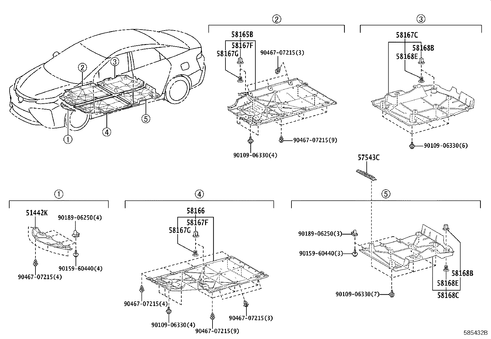 57026-62010 BRACKET SUB-ASSY, BODY MOUNTING, NO.3 LH product image
